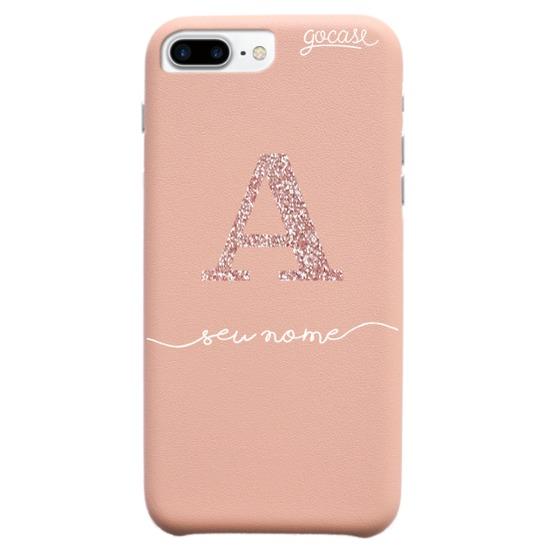 Capinha para celular Fascino - Iniciais Glitter Rosê