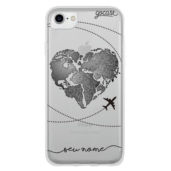 Capinha para celular Coração Mapa Mundi (Black)