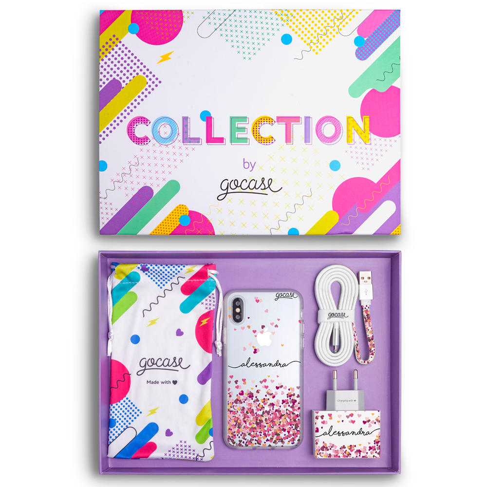 Kit Floating Hearts Handwritten (Case + wall charger + cable + collection box)