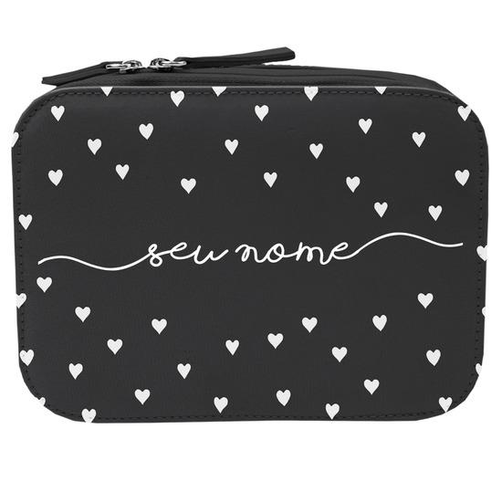 Necessaire Maquiagem Personalizada - White Hearts Manuscrita