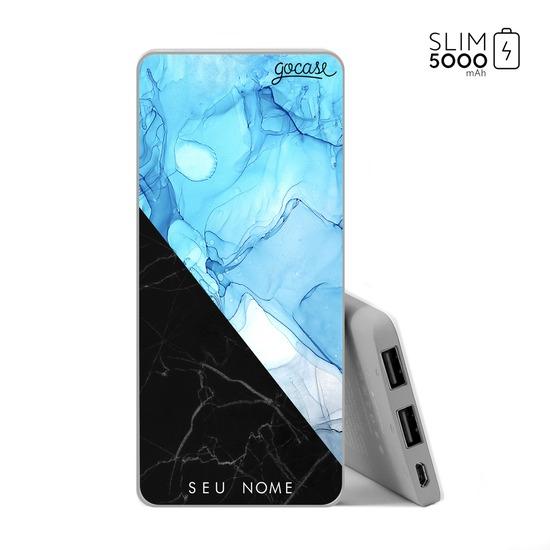 Carregador Portátil Power Bank Slim (5000mAh) Milano - Mármore Azul Celeste