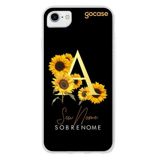 Capinha para celular Iniciais Girassóis Black