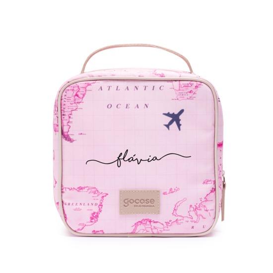 Lancheira Térmica Square - Mapa Mundi Rosa