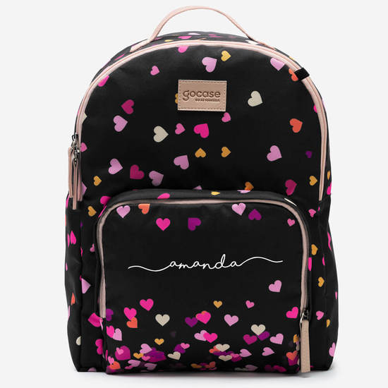 Mochila Class - Corações Flutuantes Black