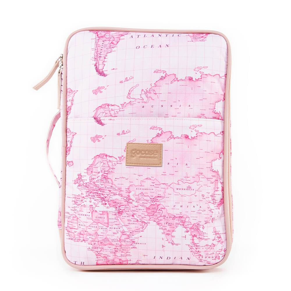 Capa Para Notebook Job 14" - Mapa Mundi Rosa