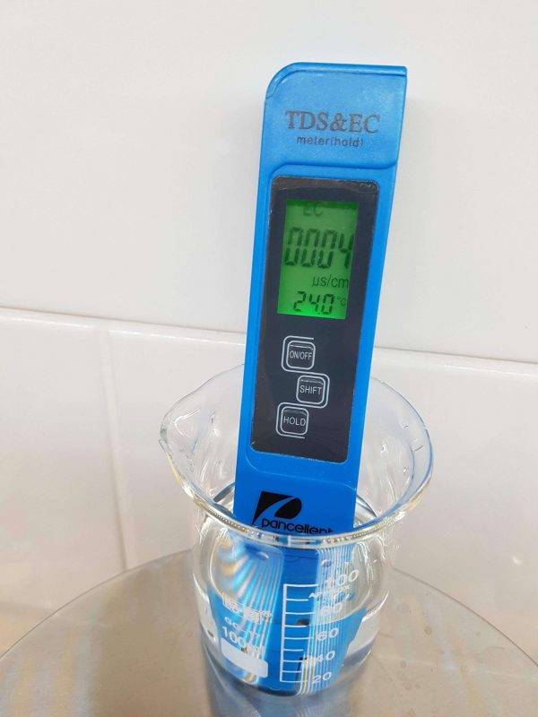 Testing 5 litre distilled water
