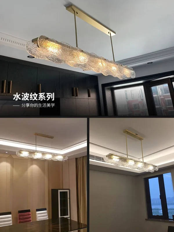Restaurant chandelier light luxury post-modern dining room dining table creative bar designer LED water pattern glass chandelier | Professional Grade | Bulk Available - Image 3