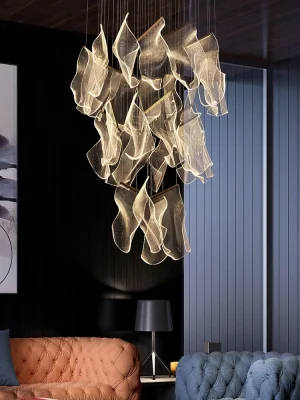 Designer Acryl Hanging Lamps Gold/Black living room lighting LED Chandelier Lighting Suspension Luminaire Stairs Pendant Lamp | Professional Grade | Bulk Available