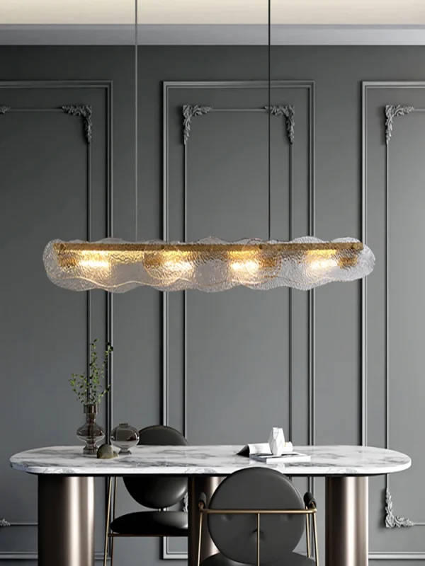 Restaurant chandelier light luxury post-modern dining room dining table creative bar designer LED water pattern glass chandelier | Professional Grade | Bulk Available - Image 4