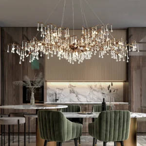 Teardrop Branch Crystal Chandeliers For Dining Room Kitchen Living Room Vintage bronze Brass Long Tree Branch Hanging Chandelier | Professional Grade | Bulk Available