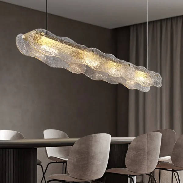 Restaurant chandelier light luxury post-modern dining room dining table creative bar designer LED water pattern glass chandelier | Professional Grade | Bulk Available