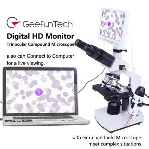 Trinocular Compound Microscope 40X-2500X With 7" LCD Monitor
