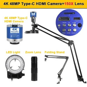 1-150X Zoom Lens Soldering Microscopio HD 4K 48MP 1080P Industrial Camera Type C HDMI Video Digital Microscope for Electronics | Professional Grade | Bulk Available