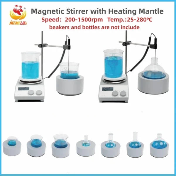 Ikeme Laboratory Mixer100Ml 250Ml 500Ml 1000Ml Lcd Digital Magnetic Stirrer Hot Plate With Electric Heating Mantle | Professional Grade | Bulk Available