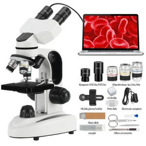 Composite Binocular Microscope 40X-1000X With Cell Phone Holder