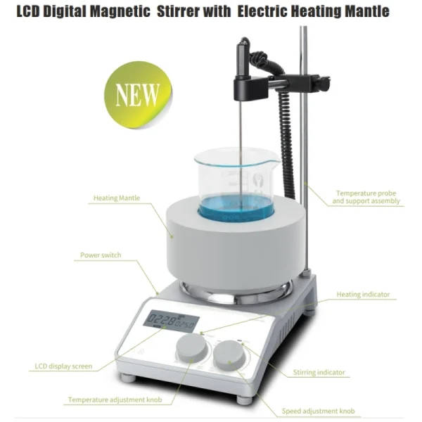 Ikeme Laboratory Mixer100Ml 250Ml 500Ml 1000Ml Lcd Digital Magnetic Stirrer Hot Plate With Electric Heating Mantle | Professional Grade | Bulk Available - Image 6
