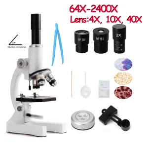 64X-2400X Monocular Optical Microscope Elementary School Children Science Experimental Biology Microscope Digital Microscope | Professional Grade | Bulk Available