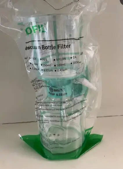 0.22um PVDF Vacuum Filtration System 500ml Efficient 0.22um PVDF vacuum filtration system for lab use. Ideal for large volume sample separation and purification. 0.22um PVDF Vacuum Filtration System Efficient 0.22um PVDF vacuum filtration system for lab use. Ideal for large volume sample separation and purification. 0.22um PVDF Vacuum Filtration System 500ml