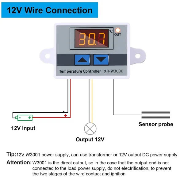 Temperature Sensor And Controller Digital Temperature Controller LED Thermostat Sensor: Temperature ...