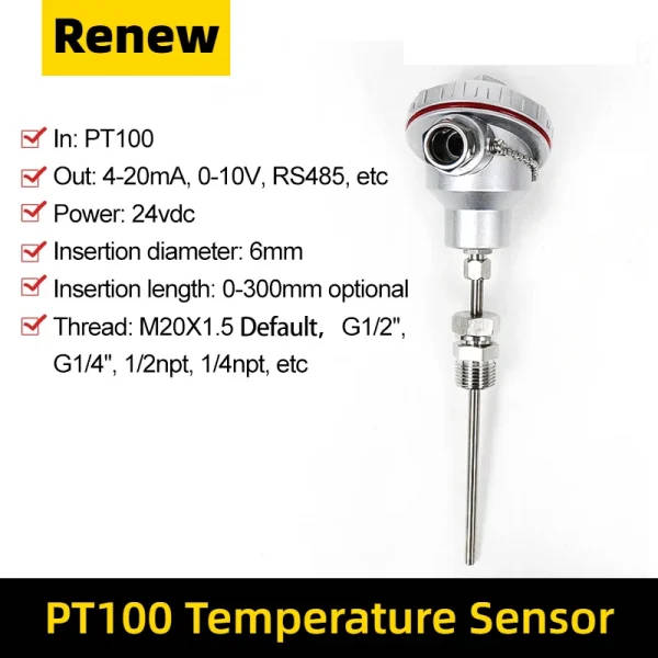 Pt100 Pipe Temperature Sensor Shielded Wire: Temperature Sensor | Pt100 ...