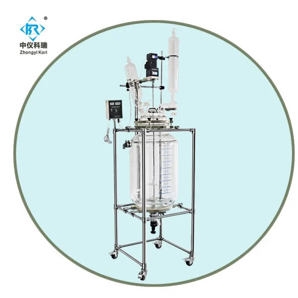 20L Stainless Steel Glass Pilot Plant Reactor with Mixer Agitator - Image 2