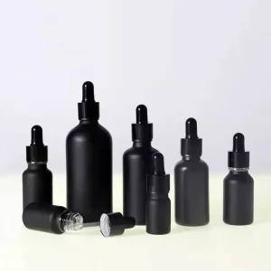 Black Glass Dropper Bottle Aromatherapy Refillable