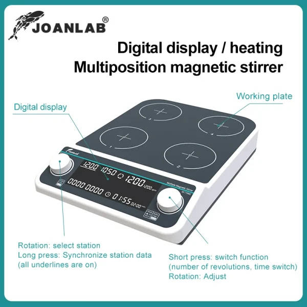 JOANLAB Multi-station Magnetic Stirrer with Heating - Image 5