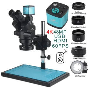 Simul-Focal Stereo Trinocular Microscope