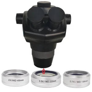Auxiliary Barlow Lens for Trinocular Stereo Microscope