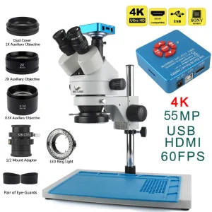 Trinocular Stereo Microscope With 4K Camera