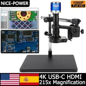 4K Ultra HD Digital Microscope With 215X Parfocal Lens