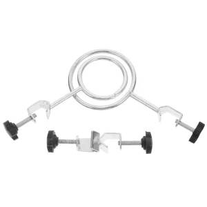 Graduated flask clamp and Bunsen burner stand setup