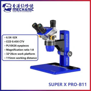 Trinocular Stereo Industrial Microscope PRO-B11 6.5-52X