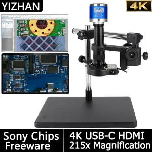 4K Ultra HD Microscope With 215X Zoom C-Mount Lens