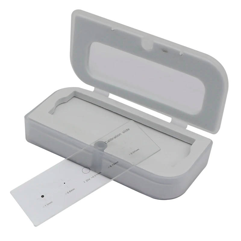 Vetrino Micrometrico Per Calibrazione Microscopio | Cross Dot 0.01mm | 4 Punti | 25x75mm