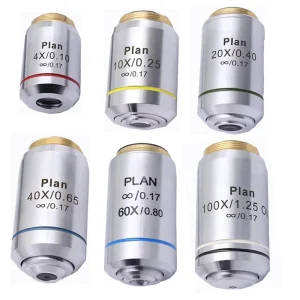 4X 10X 20X 40X 60X 100X Plan Infinity Achromatic Microscope Objective Lens for Olympus Microscope with RMS Thread