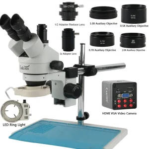 Eakins Trinocular Stereo Zoom Microscope With 1080P HDMI VGA Digital Camera