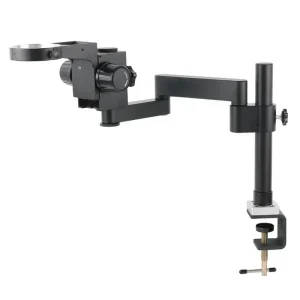 Articulating arm clamp microscope bracket on lab desk
