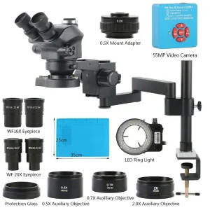 3.5X-200X Trinocular Zoom Stereo Microscope With 4K HDMI USB Camera