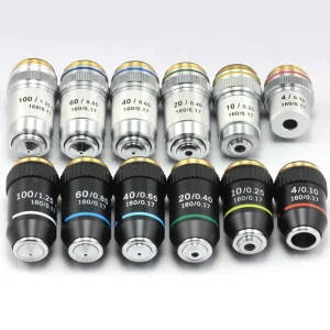 195 Achromatic Objective Lens for Biological Microscopes, 4X–100X