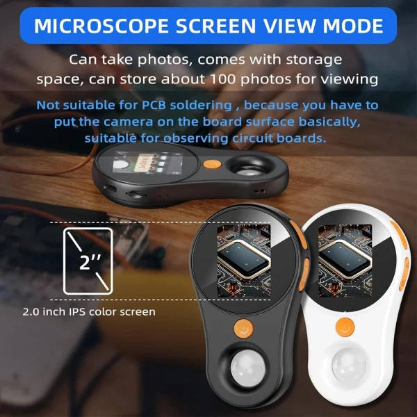 FUYGRCJ Macro Digital Microscope, Fixed Focus 500X Handheld Magnifying Glass With 2inch Ips Screen And Led Lights 200w Pixel Usb Rechargeable - View #11