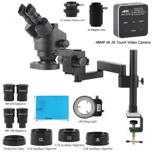 Eakins 3.5X-180X Trinocular Stereo Microscope With 48MP 4K Camera