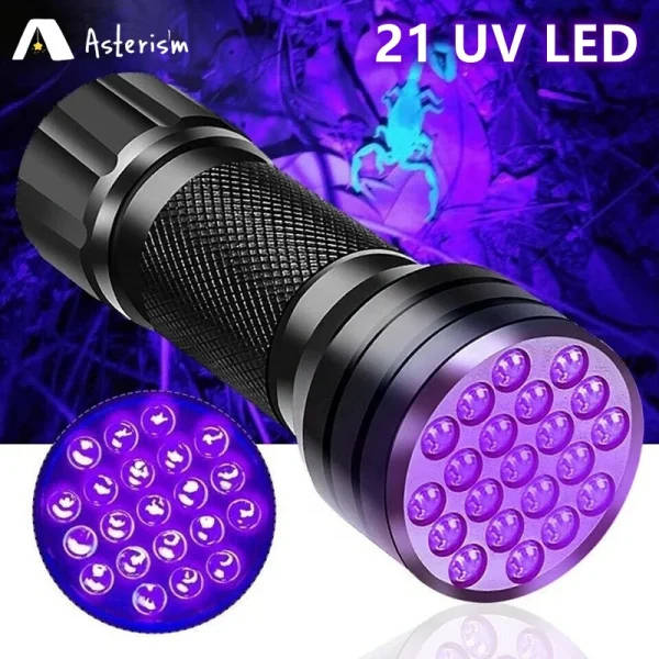 21 LED UV Blacklight Flashlight For Pet Stains