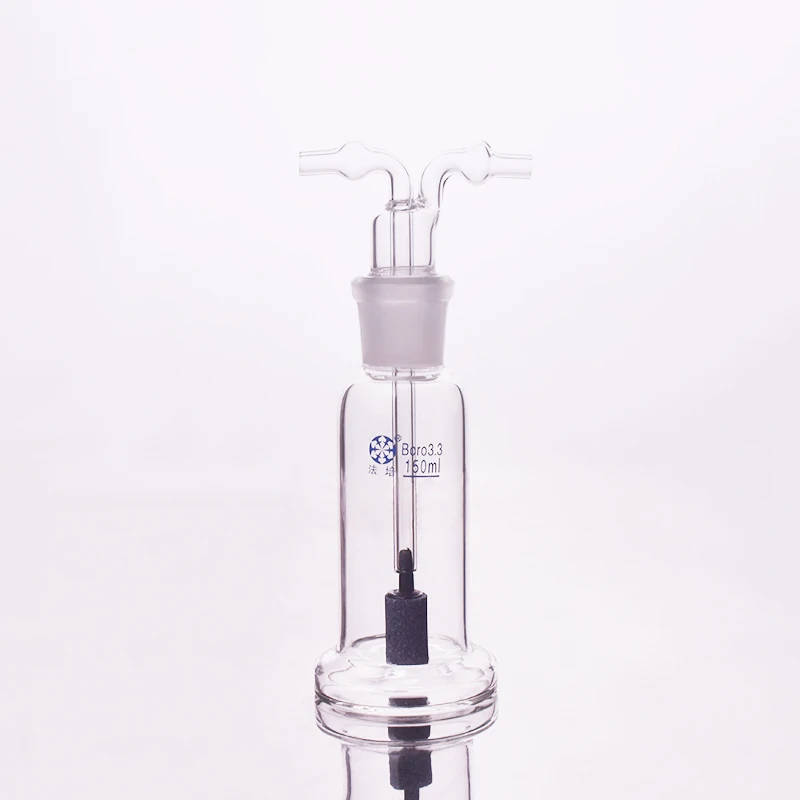 FAPE Lab Glass Gas Bottle Washing Cylinder with Aeration Stone Durable, borosilicate glass washing cylinder with aeration stone for efficient cleaning. Available in 10ml, 25ml, 50ml, 100ml, 150ml, 250ml, and 500ml capacities. Durable, borosilicate glass washing cylinder with aeration stone for efficient cleaning. Available in 10ml, 25ml, 50ml, 100ml, 150ml, 250ml, and 500ml capacities. FAPE Lab Glass Gas Bottle Washing Cylinder with Aeration Stone - Image 3