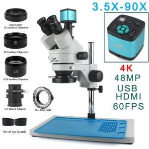 Trinocular Stereo Zoom Microscope With 4K HDMI Camera