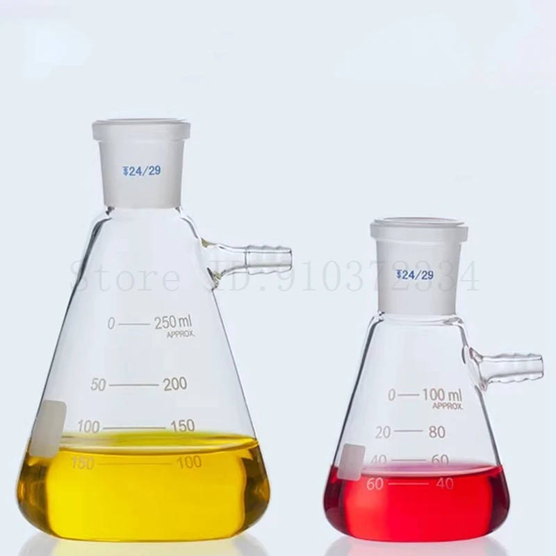 Laboratory Conical Flask with Nozzle for Filtration - Various Capacities Borosilicate glass conical flask with nozzle for efficient laboratory filtration. Available in 50ml, 100ml, 250ml, 500ml, 1000ml, and 2000ml capacities. Borosilicate glass conical flask with nozzle for efficient laboratory filtration. Available in 50ml, 100ml, 250ml, 500ml, 1000ml, and 2000ml capacities. Laboratory Conical Flask with Nozzle for Filtration - Various Capacities - Image 4