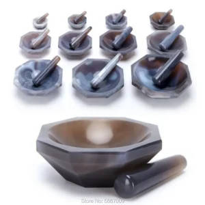Premium Agate Mortar and Pestle Set for Laboratory Use - 30mm to 130mm