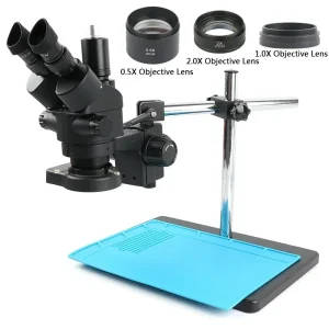 Eakins 3.5X-90X Simul-Focus Trinocular Stereo Microscope With LED Ring Light