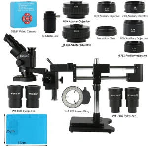 Trinocular Stereo Microscope With 2K 4K HDMI USB Video Camera