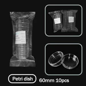 Sterile 60mm Plastic Petri Dishes - Pack of 10